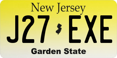 NJ license plate J27EXE