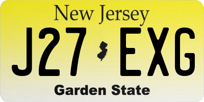 NJ license plate J27EXG