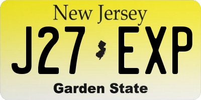NJ license plate J27EXP