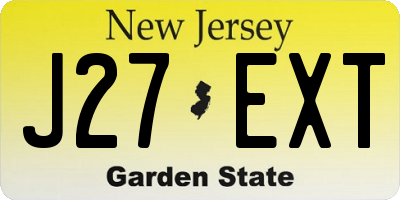 NJ license plate J27EXT