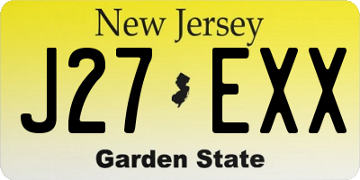 NJ license plate J27EXX