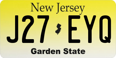 NJ license plate J27EYQ