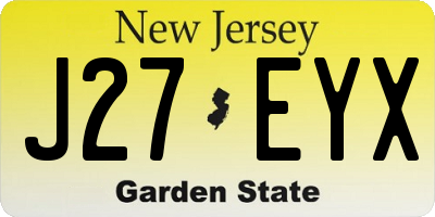 NJ license plate J27EYX