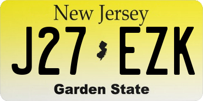 NJ license plate J27EZK