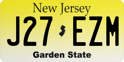 NJ license plate J27EZM
