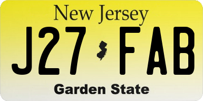 NJ license plate J27FAB