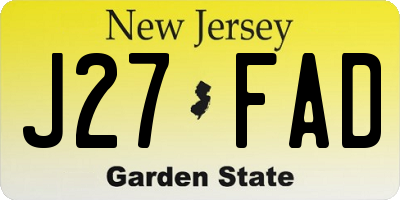 NJ license plate J27FAD