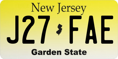 NJ license plate J27FAE