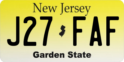 NJ license plate J27FAF