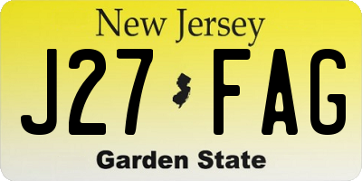 NJ license plate J27FAG