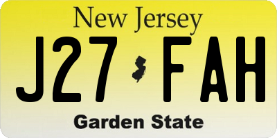 NJ license plate J27FAH