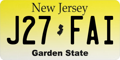 NJ license plate J27FAI