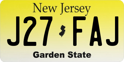NJ license plate J27FAJ