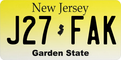 NJ license plate J27FAK