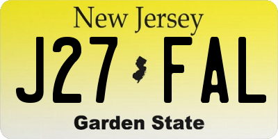 NJ license plate J27FAL