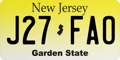 NJ license plate J27FAO