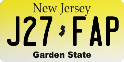 NJ license plate J27FAP