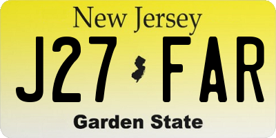 NJ license plate J27FAR