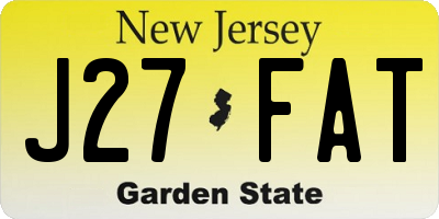 NJ license plate J27FAT