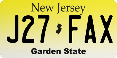 NJ license plate J27FAX