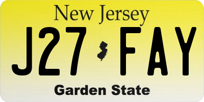 NJ license plate J27FAY