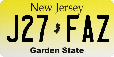 NJ license plate J27FAZ