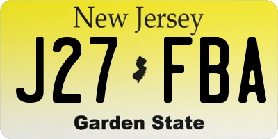 NJ license plate J27FBA