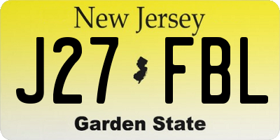 NJ license plate J27FBL