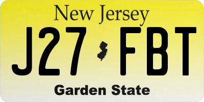 NJ license plate J27FBT