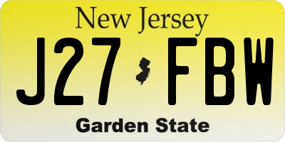 NJ license plate J27FBW