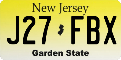 NJ license plate J27FBX
