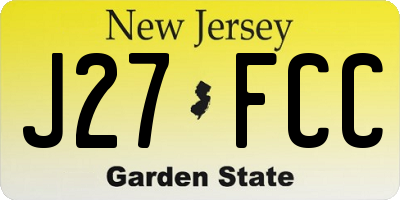 NJ license plate J27FCC