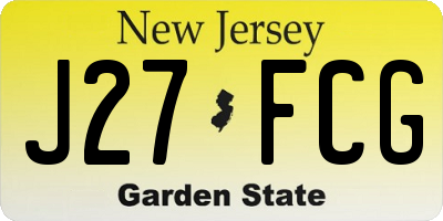 NJ license plate J27FCG