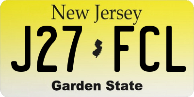 NJ license plate J27FCL