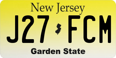 NJ license plate J27FCM