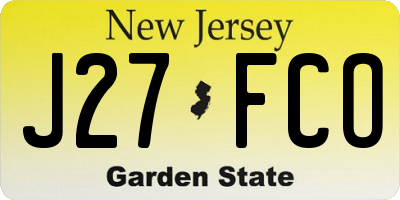NJ license plate J27FCO