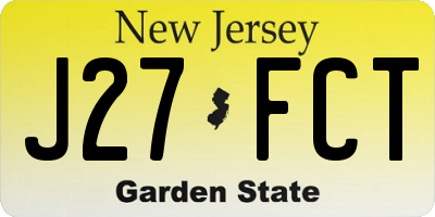 NJ license plate J27FCT