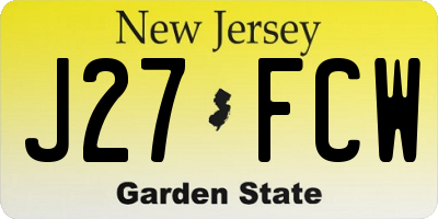 NJ license plate J27FCW