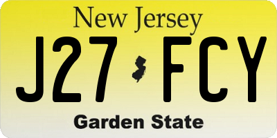 NJ license plate J27FCY