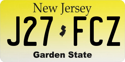 NJ license plate J27FCZ