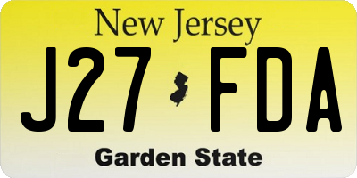 NJ license plate J27FDA