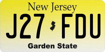 NJ license plate J27FDU