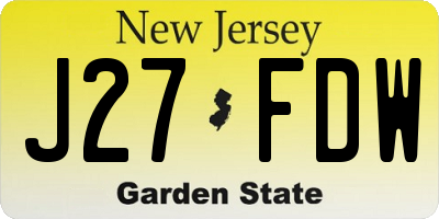 NJ license plate J27FDW