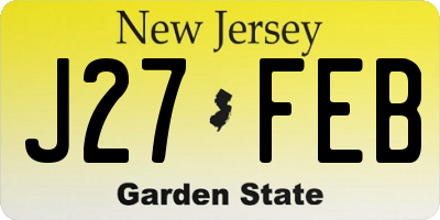 NJ license plate J27FEB