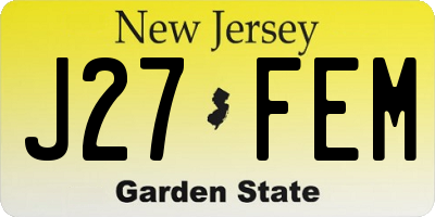 NJ license plate J27FEM