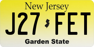 NJ license plate J27FET