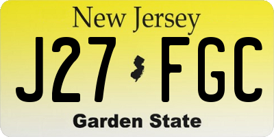 NJ license plate J27FGC