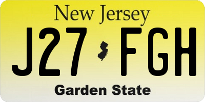 NJ license plate J27FGH