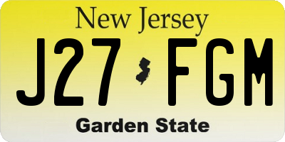NJ license plate J27FGM