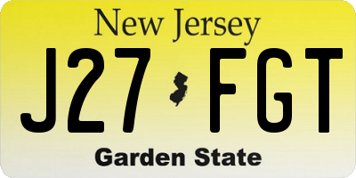 NJ license plate J27FGT